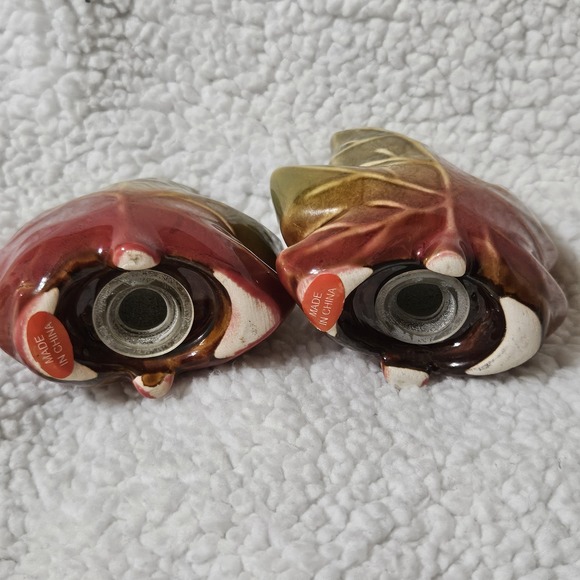 Vintage Ceramic Pottery Maple Leaf Salt & Pepper Shakers Fall Ombre Thanksgiving - Picture 6 of 8